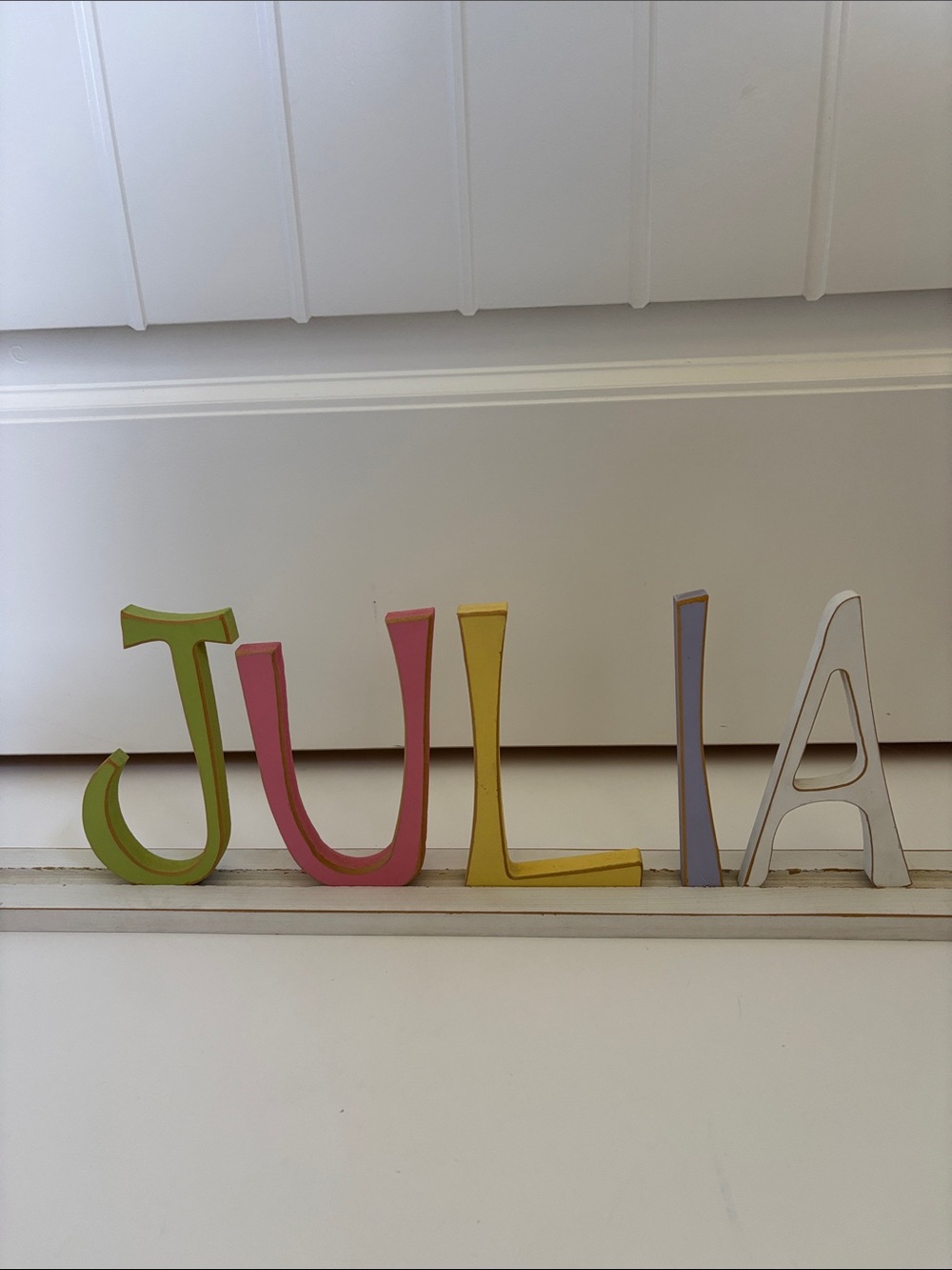 Vintage Wood Pastel Girl Room Decor Julia Sign‎ Pink White